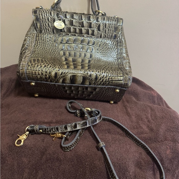 Brahmin Crocodile-Embossed Satchel in Brown, Melbourne - Picture 1 of 3